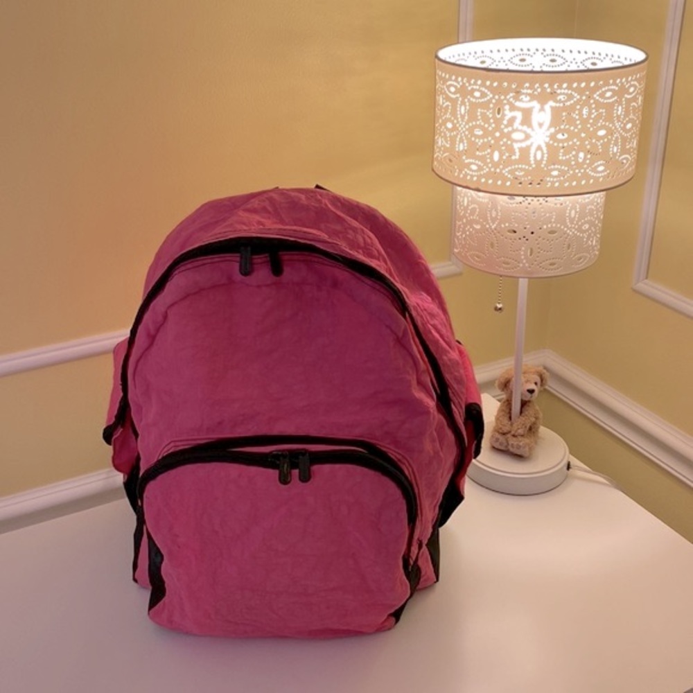 Barbie PINK BACKPACK FITS ALL Surface Washable Durable Black Accent Dual Zippers
